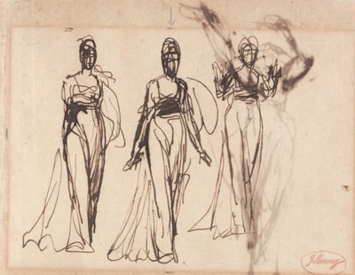 Tre studier af en stående kvinde, muligvis Circe af George Romney