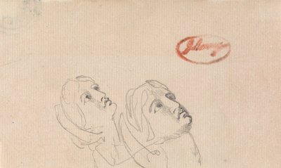 To hoveder, der kigger op af George Romney