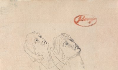 To hoveder, der kigger op af George Romney