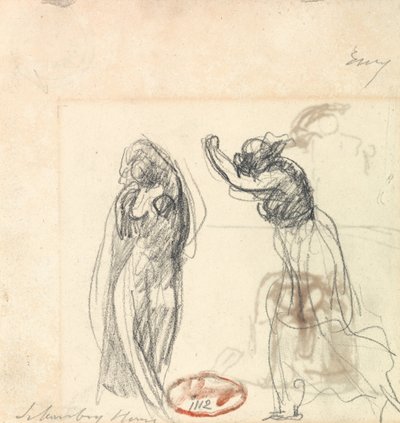 To skitser af en kvindefigur af George Romney