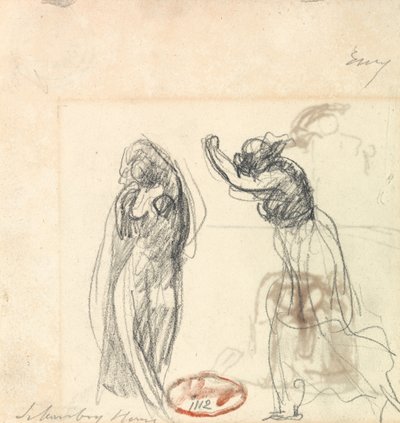 To skitser af en kvindelig figur af George Romney