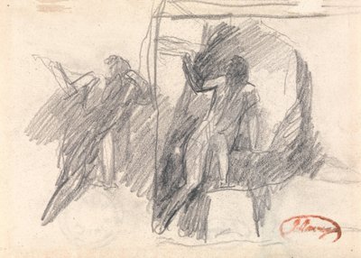 To skitser af en halvt knælende figur af George Romney