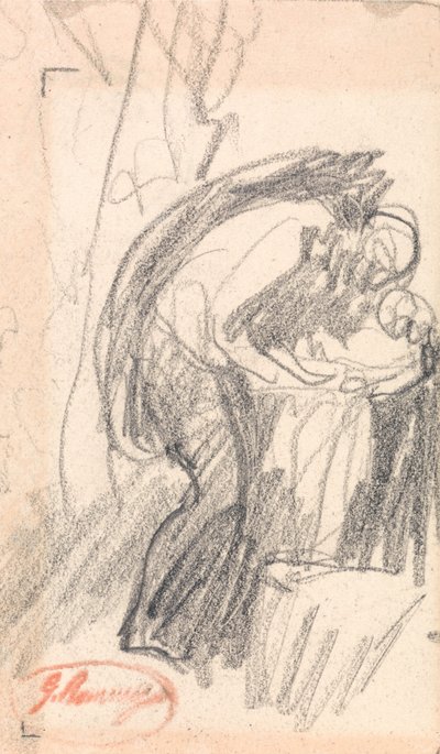 Uidentificeret person: En mand med et barn af George Romney