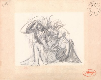 Uidentificeret motiv: Liggende kvinde og andre figurer af George Romney