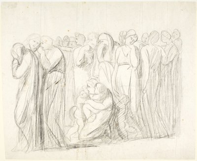 Grædende kvinder og børn: forstudie til »Susannas anklage«; Verso: figurstudier af George Romney