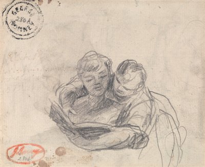 Kvinde, der lærer et barn at læse af George Romney
