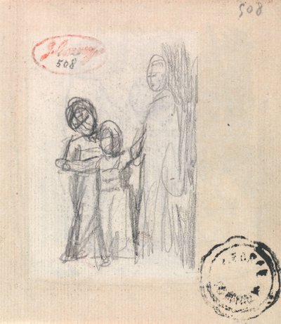 En kvinde og to børn af George Romney