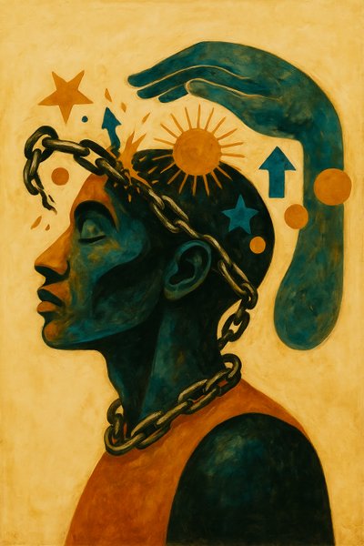 Breaking The Chain, 2025 (akryl på lærred) af George Rosaly