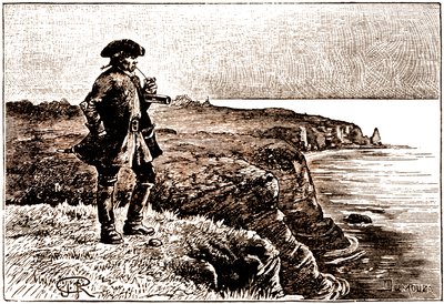 Kaptajn Billy Bones ser piraternes ankomst af George Roux