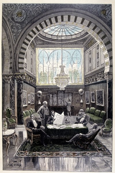 Det var det mest behagelige samtalested (side 34) i "" Testamente om en excentriker"" af Jules Verne af George Roux