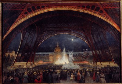 Natfest på verdensudstillingen i 1889 under Eiffeltårnets maleri af Georges Roux (1800-tallet) 1889 Søn. 0,95x0,65 m Paris, Musee Carnavalet af George Roux