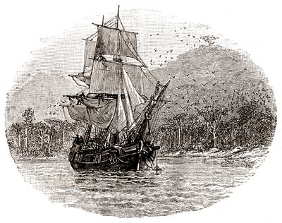 Hispaniola kaster anker ud for øen af George Roux