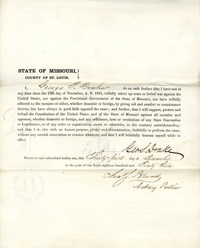 Loyalitet ed af George S. Drake fra Missouri, County of Louis af George S. Drake