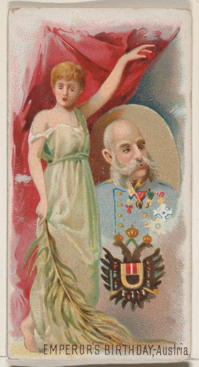 Emperors fødselsdag, Østrig, fra Holidays -serien N80 for Duke Brand Cigarettes, 1890., 1890. af George S. Harris and Sons