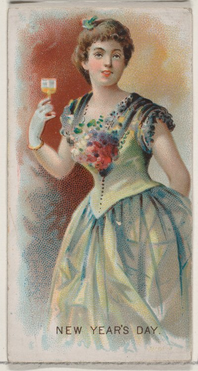 Nytårsdag, USA, fra Holidays-serien N80 til Duke-cigaretter, 1890., 1890 af George S. Harris and Sons