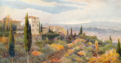 En toscansk villa (farvelitografi) af George Samuel Elgood