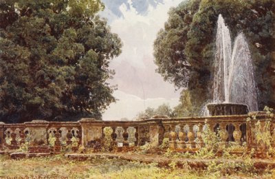 Italienske haver: Den store fontæne, Villa Conti (farvelitografi) af George Samuel Elgood