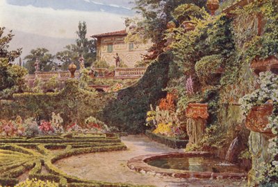 Italienske haver: Palazzoet fra Parterre, Villa Palmieri (farvelitografi) af George Samuel Elgood