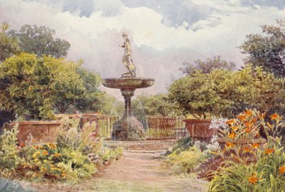 Italienske haver: Villa Amari, Fontænen (farvelitografi) af George Samuel Elgood