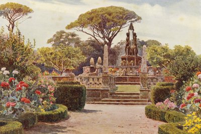 Italienske haver: Villa Lante i Bagnaja (farvelitografi) af George Samuel Elgood