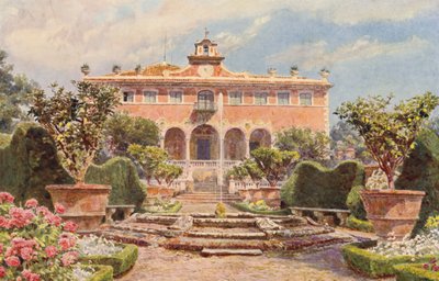 Italienske haver: Villa di Caniparola (farvelitografi) af George Samuel Elgood