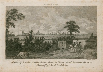 Udsigt over London og Westminster fra Princes Head, Battersea, Surrey af George Samuel Elgood