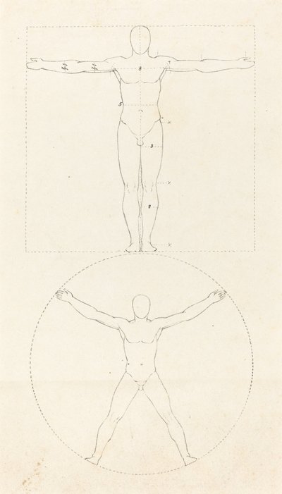 Cirkel og firkant af den menneskelige figur af George Scharf after John Flaxman