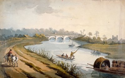 Themsen nær Chertsey, Surrey, c1820 af George Shepheard