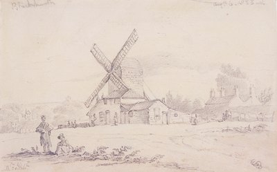 Udsigt over mølle med en vindmølle på Blackheath, Greenwich, London, 1833 af George Shepheard