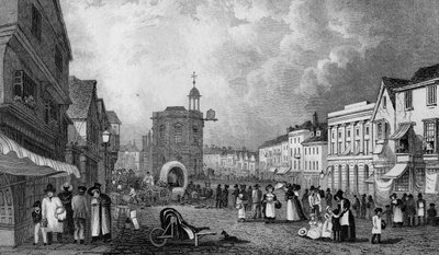 High Street, Maidstone, A Market Day, indgraveret af S. Lacey, udgivet 1832 af George Shepherd
