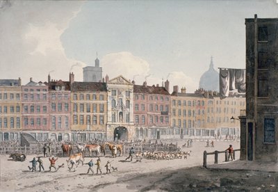 Smithfield Market, City of London, 1810. af George Shepherd