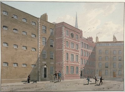 Udsigt over firkanten ved Bridewell, City of London, 1810 af George Shepherd