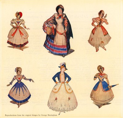 Originale designs til HMS Pinafore af George Sheringham