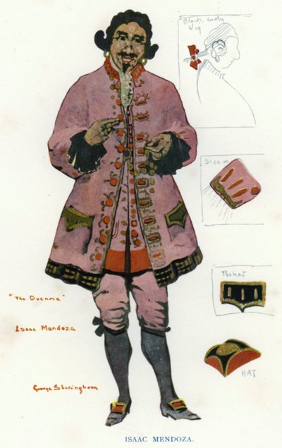 The Duenna af Sheridan: Isaac Mendoza (farve litho) af George Sheringham