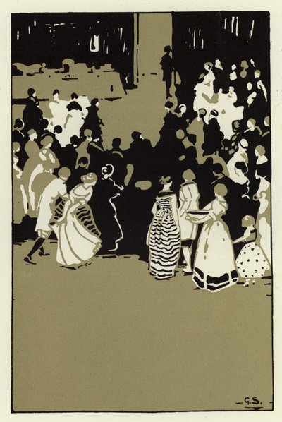 Natten var altid en med stor lystighed og fest (color litho) af George Sheringham