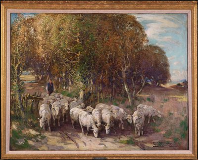 Driving the Flock (olie på lærred) af George Smith
