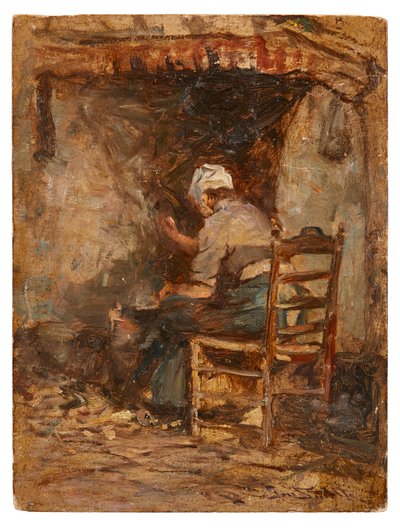 Skitse af en mælkepige (olie om bord) af George Smith