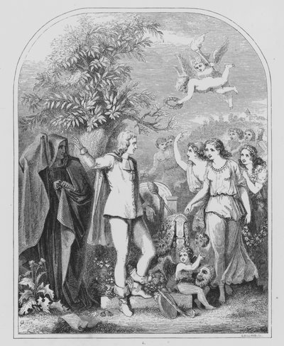 John Milton, LAllegro (gravering) af George Snr (after) Scharf