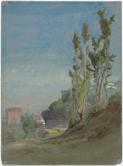 Albano, Italien, ca. 1872 (akvarel med gouache over grafit) af George Snr. Inness