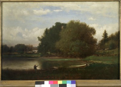 Landskab, 1860 (olie på papir fastgjort på panel) af George Snr. Inness