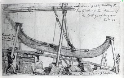 Flytning af jernbjælkerne bruges til at bygge Hunterian Museum på Royal College of Surgeons, 1835 af George Snr Scharf