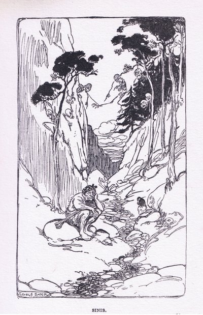 Sinis, fra The Heroes udgivet af George Allen og Unwin 1929 (farve litho) af George Soper