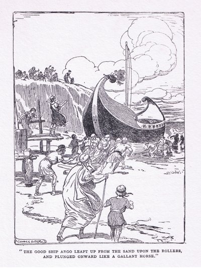 Det gode skib Argo sprang op af sandet på ruller og styrtede frem som en galant hest, fra The Heroes udgivet af George Allen og Unwin 1929 af George Soper