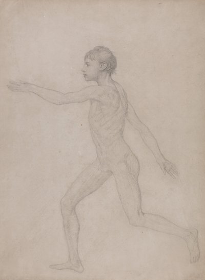 En sammenlignende anatomisk fremstilling af menneskekroppens struktur med tigerens og den almindelige hønsefugls: Menneskefigur, set fra siden (Foreløbigt udkast til det endelige studie til Tabel VIII) af George Stubbs