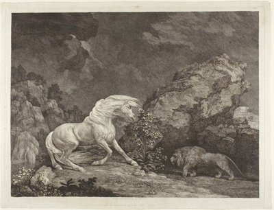 En hest, der er skræmt af en løve af George Stubbs