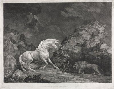 En hest, der er skræmt af en løve af George Stubbs