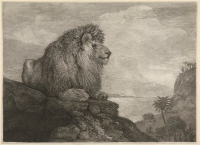 En løve [En løve hviler på en klippe] af George Stubbs