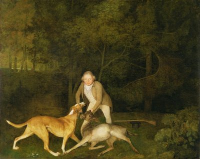 Freeman, jarlen af Clarendons vildtmand, med en døende dåe og jagthund af George Stubbs
