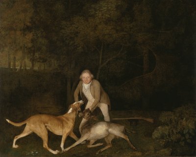 Freeman, jarlen af Clarendons jagtbetjent, med en døende hind og en hund af George Stubbs