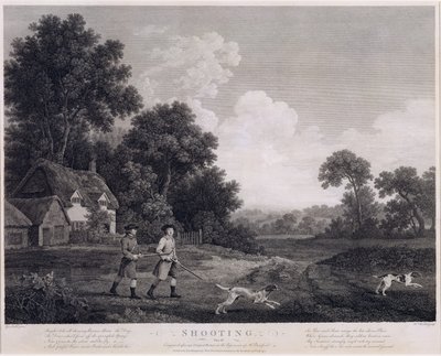Skydning, plade 2, indgraveret af William Woollett (1735-85) 1770 (femte stat gravering og ætsning) af George Stubbs